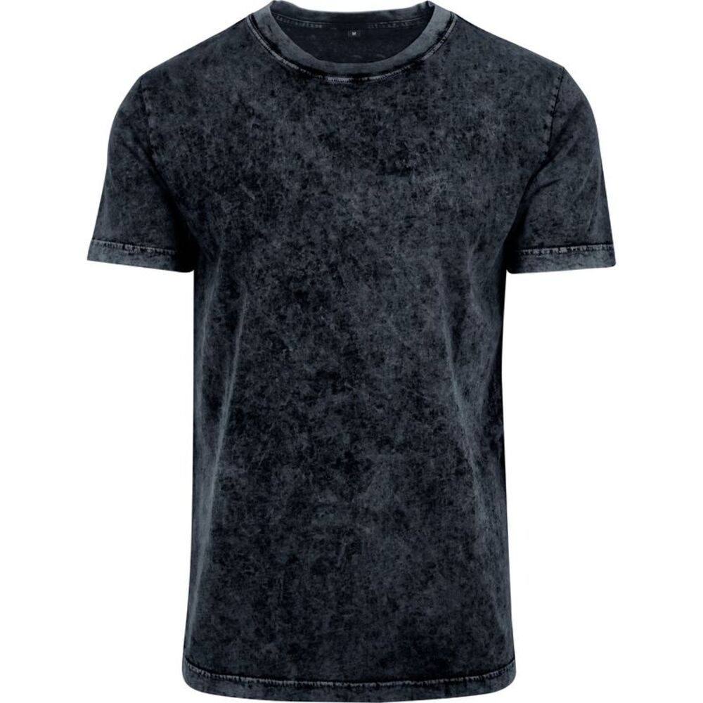 Build Your Brand Mens Acid Washed Tee / Dark Gray/White